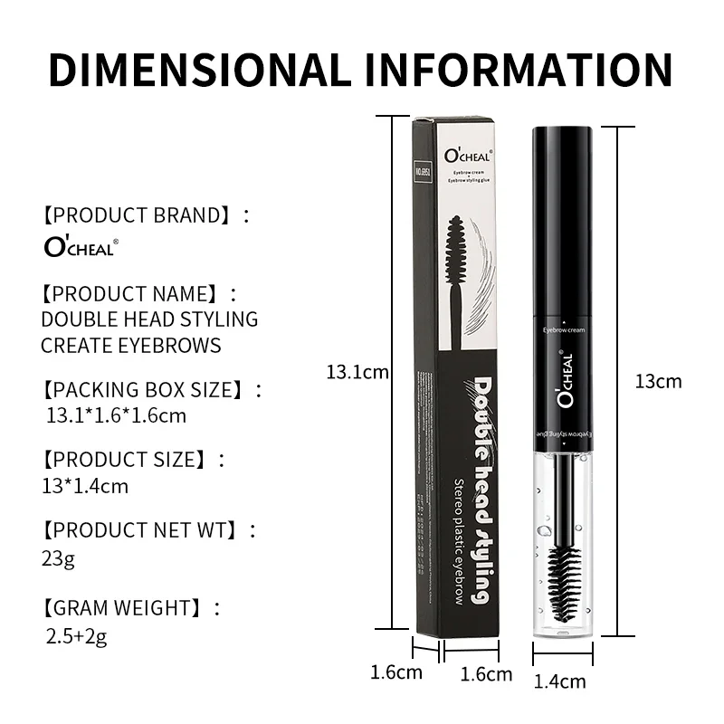 OCHEAL Waterproof Sweatproof Eyebrow Dyeing Cream Double Headed Long Lasting Non-Smudging Setting Liquid for Eyebrows