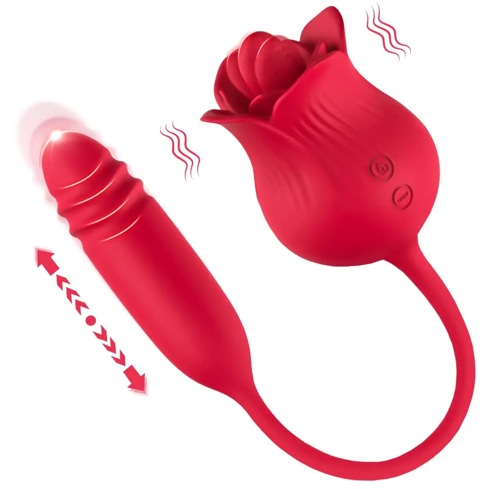 

Rose Toy Vibrator for Women, STIRLOVE Tongue Licking and G Spot Bullet Thrusting Vibrator with 10 Modes, Clitoral Stimulator Ma