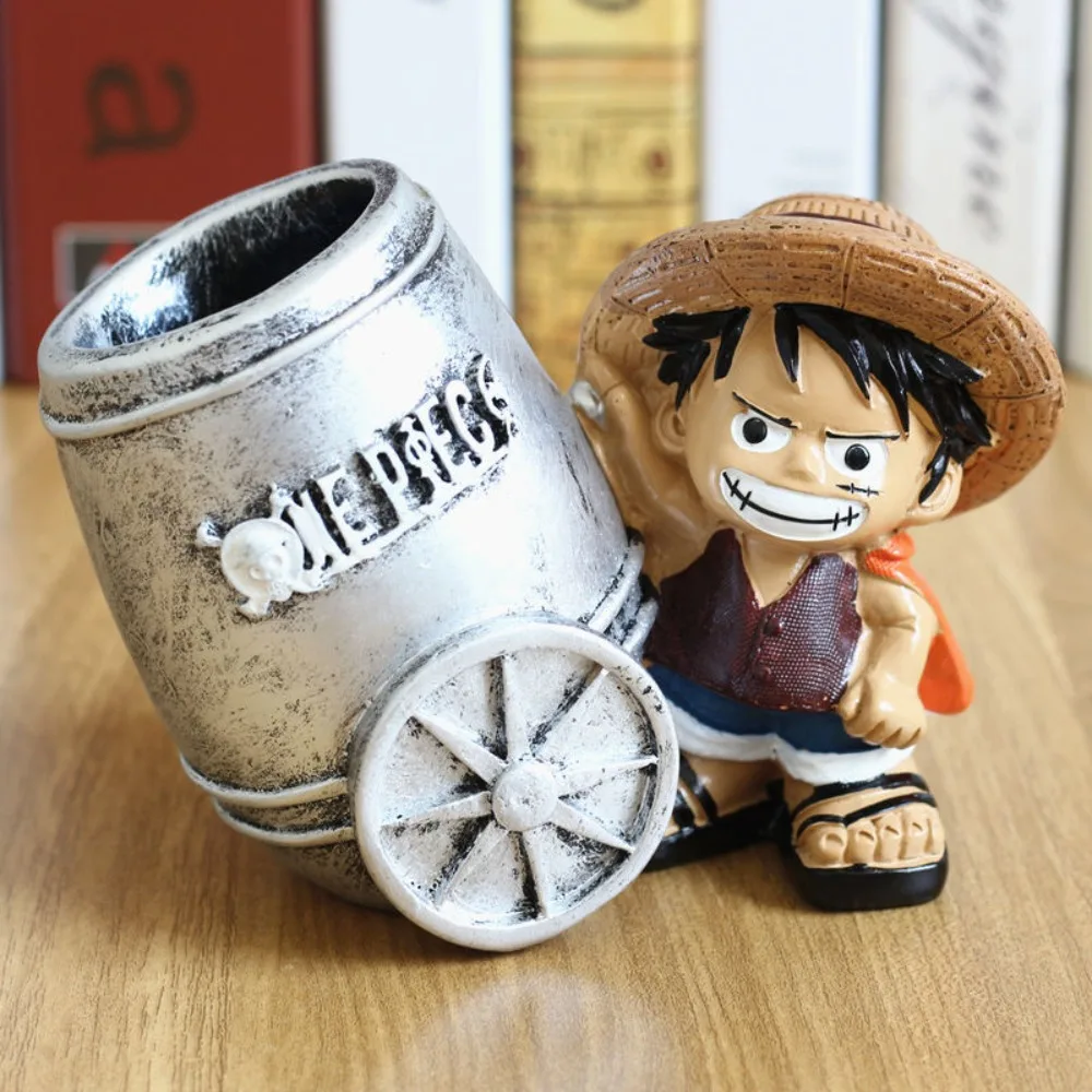 Soporte creativo para bolígrafo Luffy de una pieza, organizador de escritorio, caja ciega de Anime, juguete, decoración de escritorio de oficina, regalo práctico para estudiantes
