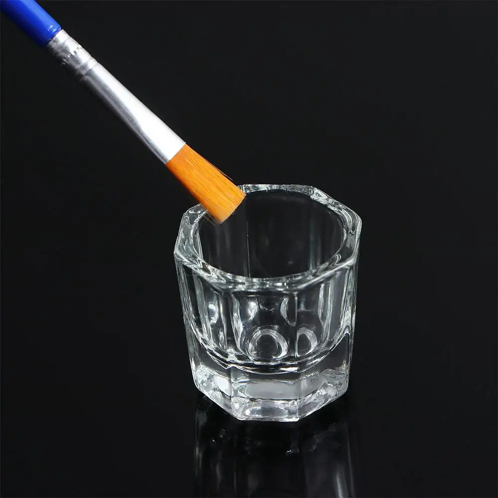 UV Liquid Nail Art Tool Glassware Powder Container Glass Cup Manicure Tools Crystal cup Octagon Cup