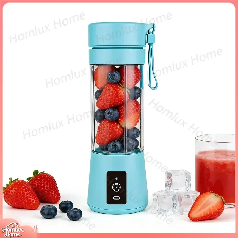 Portable Mini Juicer Blender 380ml USB C Rechargeable Smoothie Maker 6 Blades 18000RPM Fresh Fruit Juice Cup for Home Outdoor