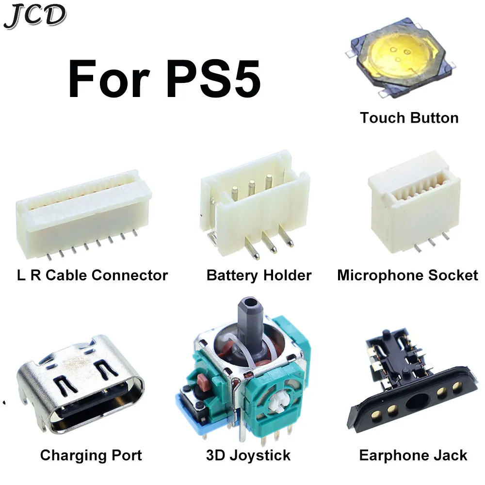 2pcs For PS5 Controller Original Charging Port Joystick Earphone Jack L R Connector Battery Microphone Socket Touch Button Part
