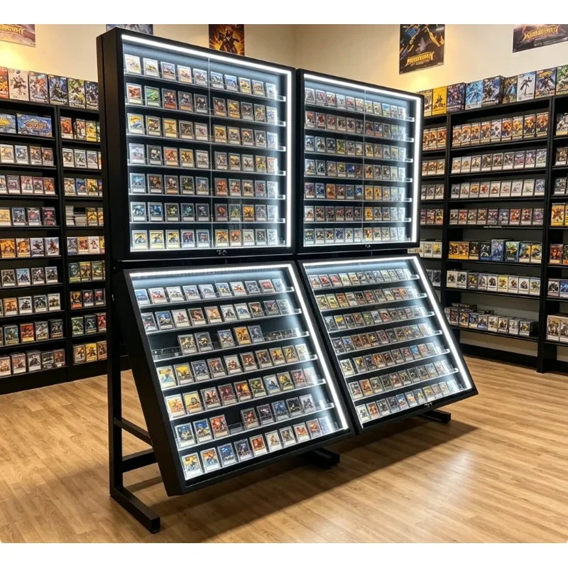 custom.Collectible Baseball Sports Cards Display Stand Rack TCG Card Display Cabinet Acrylic Metal Card Display