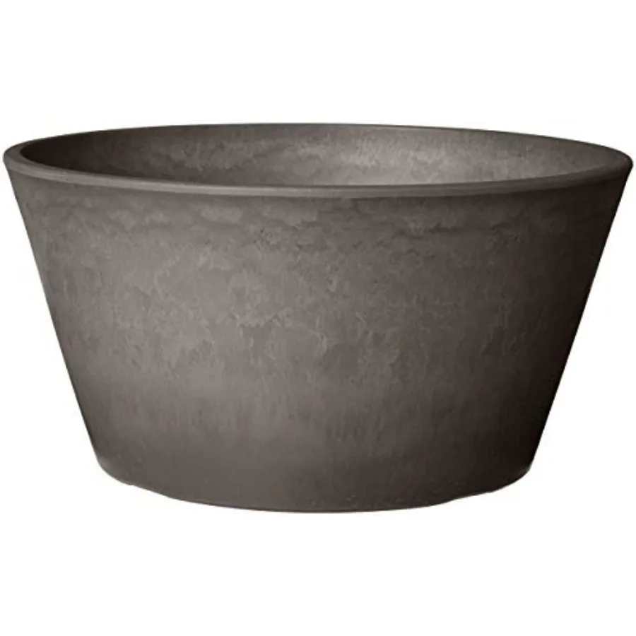 PSW Pot Collection Plastic/Stone/Wood Composite Shallow Bulb Pan - No Drainage Hole Drillable,Planter for Succulents, Bonsai, F