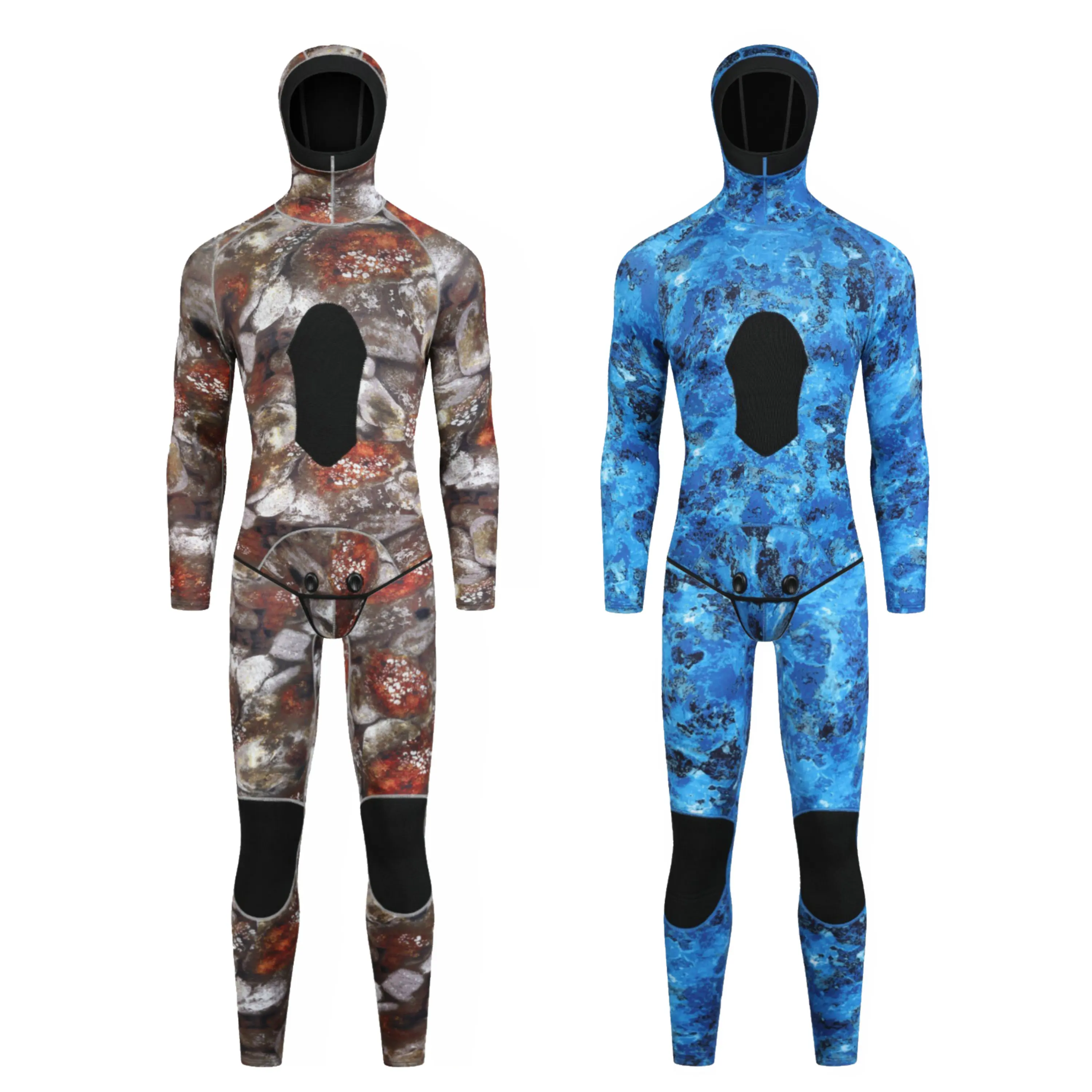 Hooded Camouflage 3mm Two Piece Neoprene Wetsuit Scuba Diving Swimming Underwater Hunting Wetsuit Warm and Cold Protection