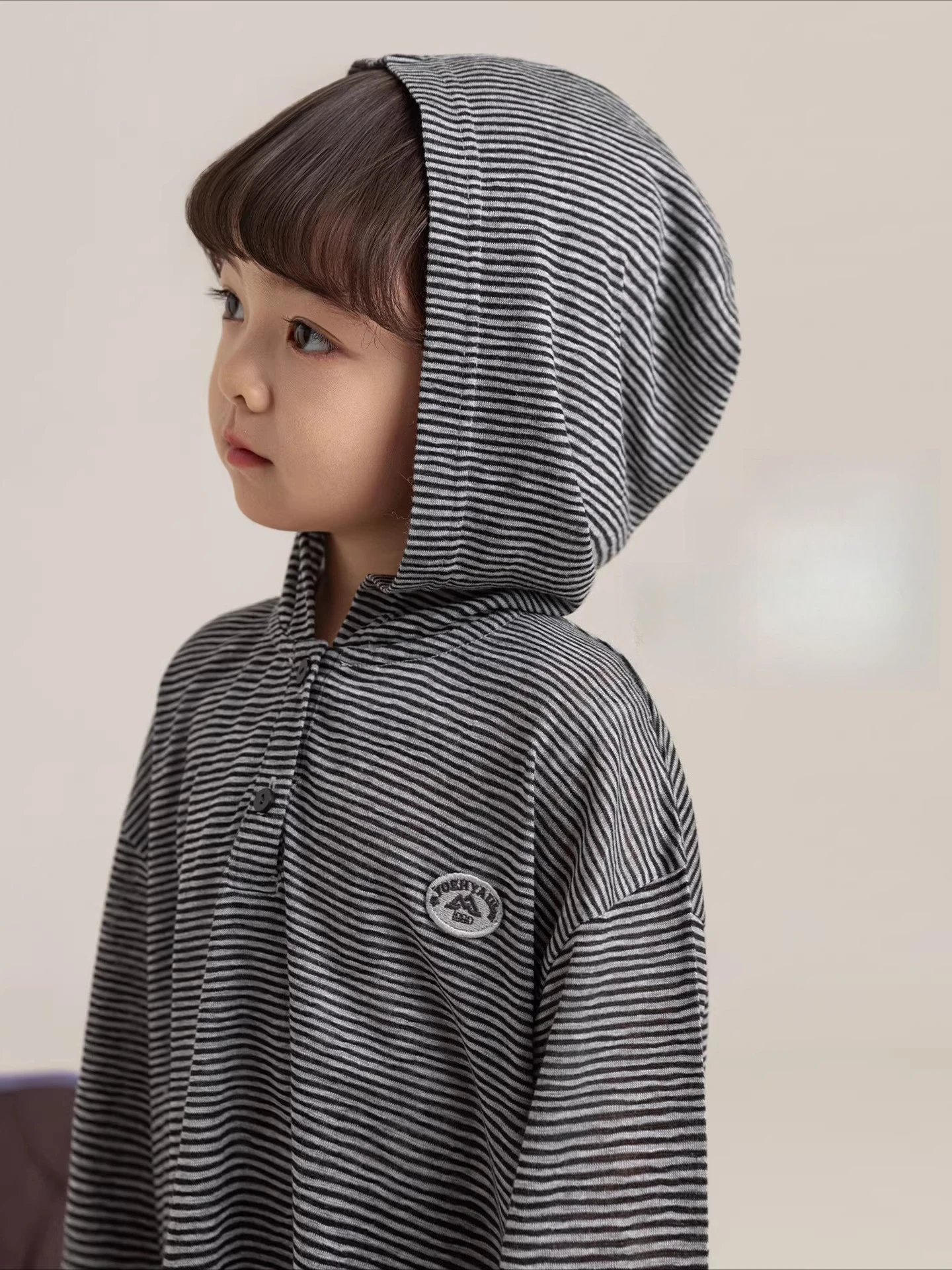 2026 Spring Girls Eco Stripe Hoodie Tee Adjustable Cool Tech Kids Base Layer 3-12Y