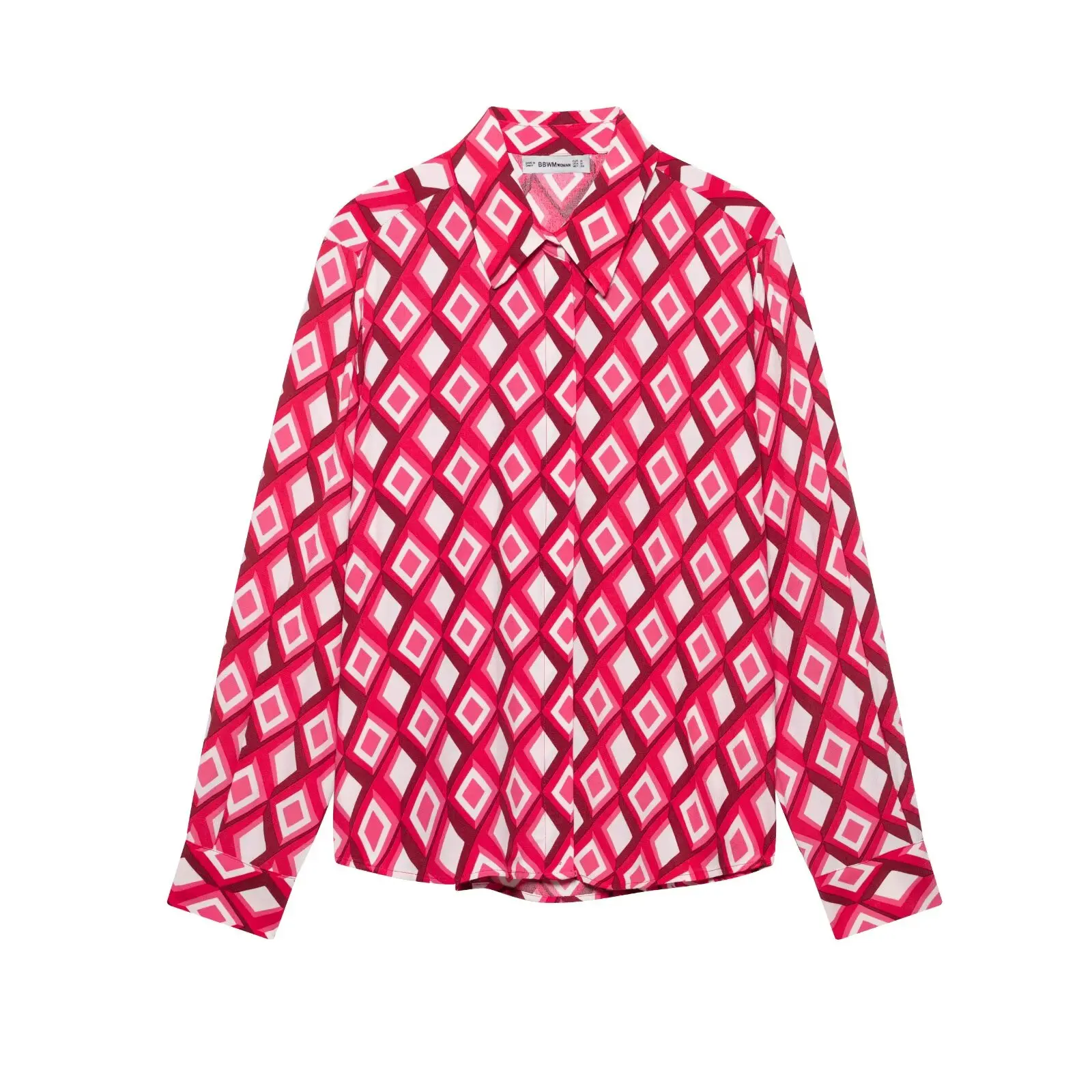 

Zevity Women Fashion Geometric Print Casual Business Blouse Female Long Sleeve Breasted Shirt Chic Chemise Blusas Tops LS9052