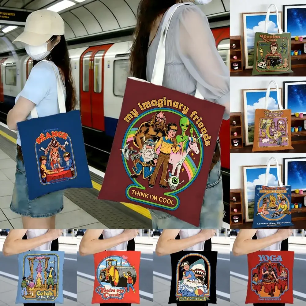 illustration artist S-Steven Rhodes Storage Bags Printed Series Shoulder Bag Portable Daily Lightweight Tote Bag