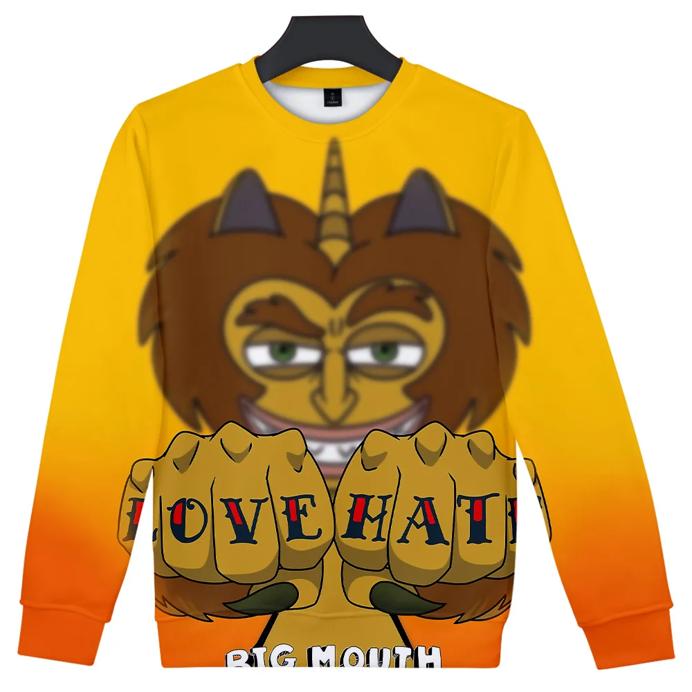 Big Mouth Sweatshirt 3D O-Neck Men Women Long Sleeve Outwear Harajuku Streetwear American Adult Cartoon Unisex Clothes Plus Size