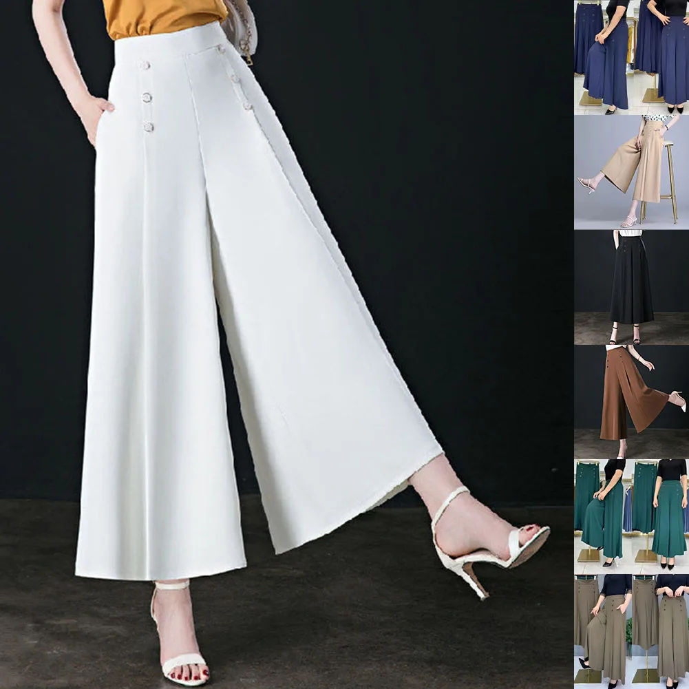 ชุดทำงานลำลอง แฟชั่นคาร์โก้ สีน้ำเงินเข้ม ลำลอง ขากว้าง ผ้าโพลีเอสเตอร์ ใช้งานได้หลากหลายตามฤดูกาล วัสดุยืดหยุ่นเล็กน้อย