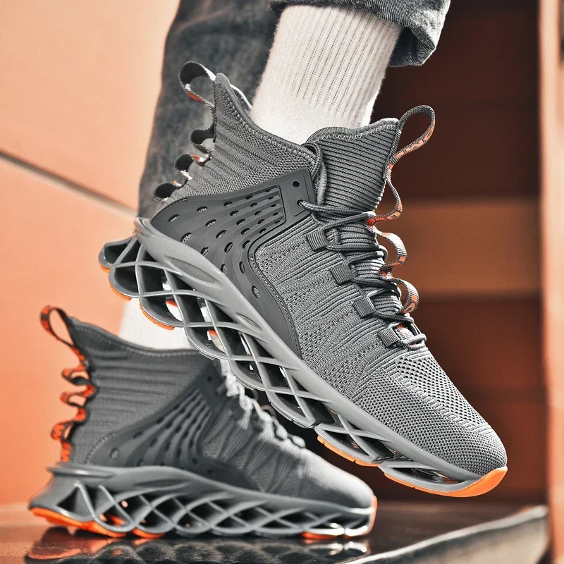 Large size men's shoes new summer running Breathable flying woven sports casual shoes blade net men's fashion image 4