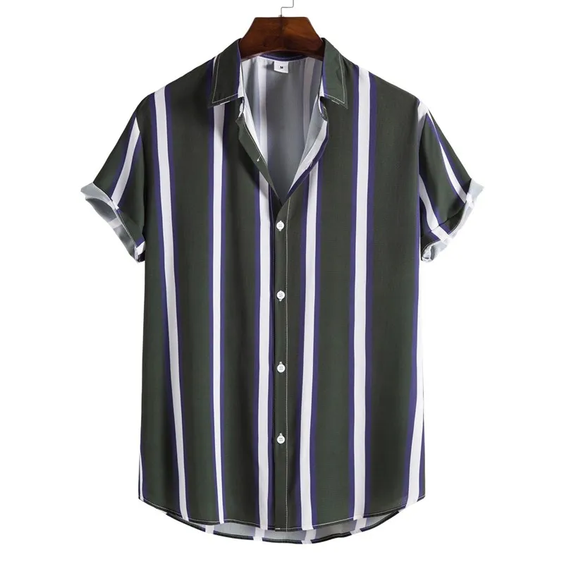 Summer Seasonal New Stripe Faion Herren Casual irt ort Sve Ultra Slim Fit Weave Stoff Iron Free Urban Sle