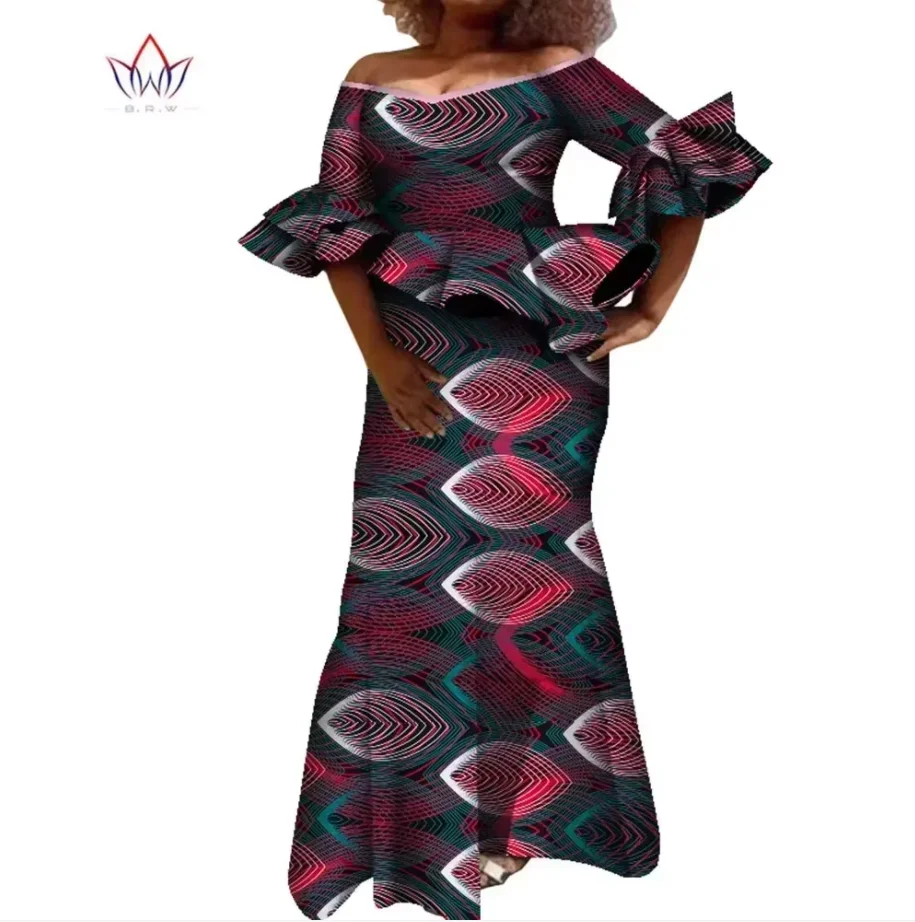 مضيئة كم المرأة تنورة مجموعة Dashiki أنقرة حفلة 2 قطعة مجموعات بلوزات وتنورة مجموعات للنساء الملابس النسائية الأفريقية WY8431 #2