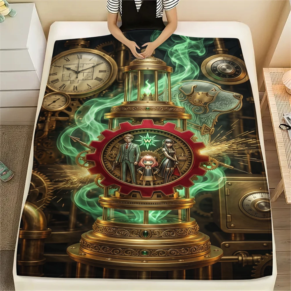 Cozy Anya Forger Flannel Blanket Print Warm Bedding Throw for Sofa Chair Bed Travel Picnic Indoor Outdoor Anime Gift-Xin