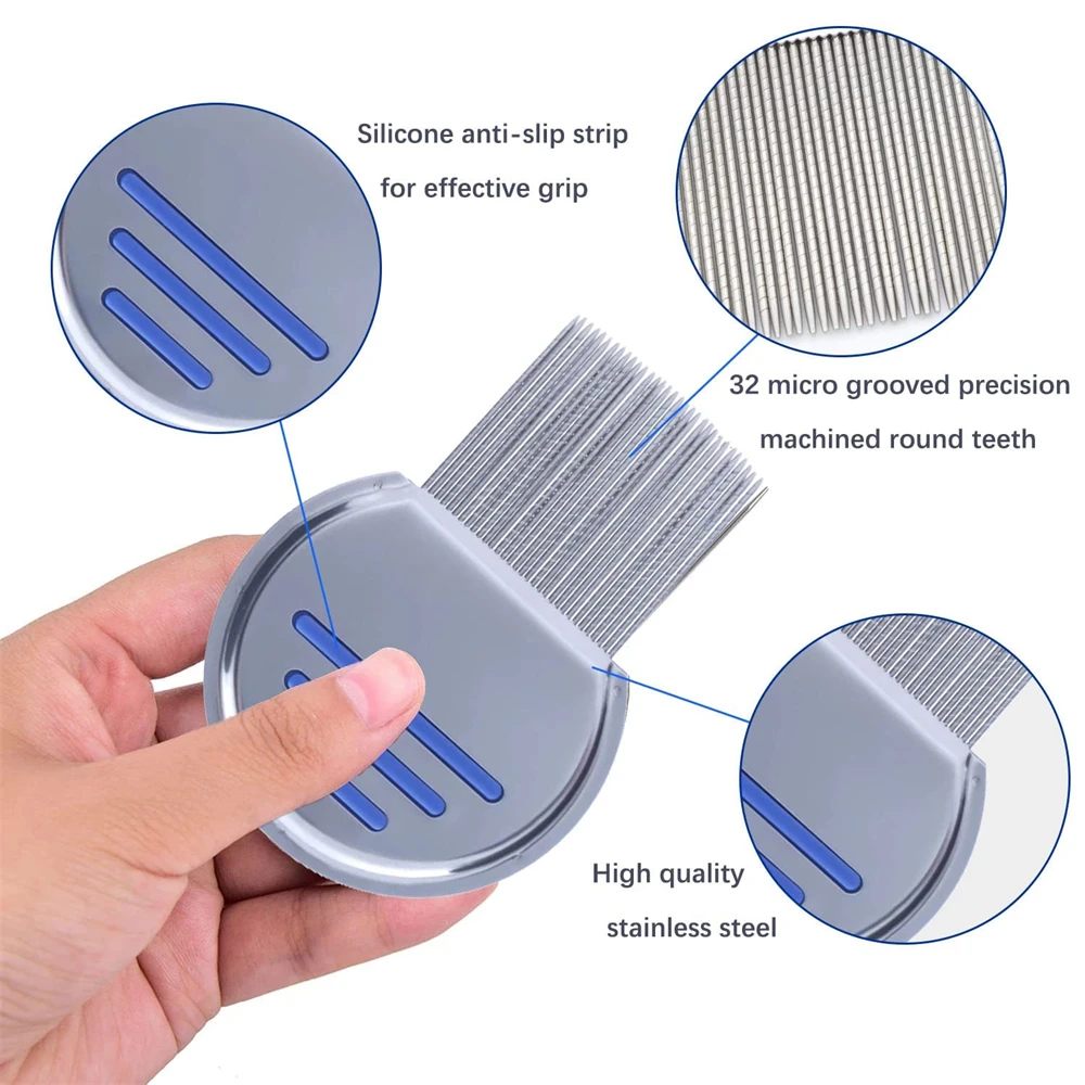 Stainless Steel Flea Comb Dogs  Lice Combs and Head Lice Nit Comb Flea Combs for Dog Cat Kid Adult Threaded Comb Grooming Tooth