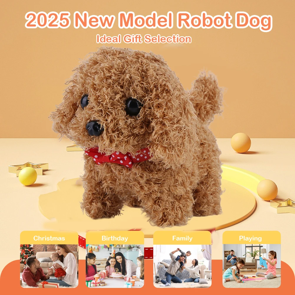 ใหม่หุ่นยนต์อิเล็กทรอนิกส์สุนัข Interactive Plush Puppy ของเล่นแบตเตอรี่ดําเนินการน่ารักสุนัขเดิน Barking TAIL Wagging สําหรับเด็กอายุ 3 4 5 6