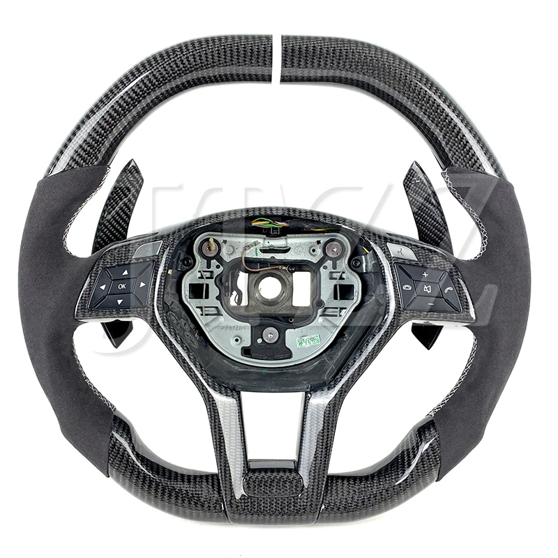 

FOR Mercedes Benz Customized Suede Steering Wheel Carbon Fiber W221 W205 W212 W213 C E B 300 AMG A45 CLA45 C63 W204