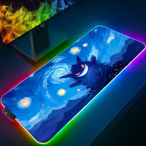 Large Mouse Pad LED Office Computer Desk Mat RGB Table Keyboard Carpet Accessories P-pokemon G-Gengar Gaming Mousepad