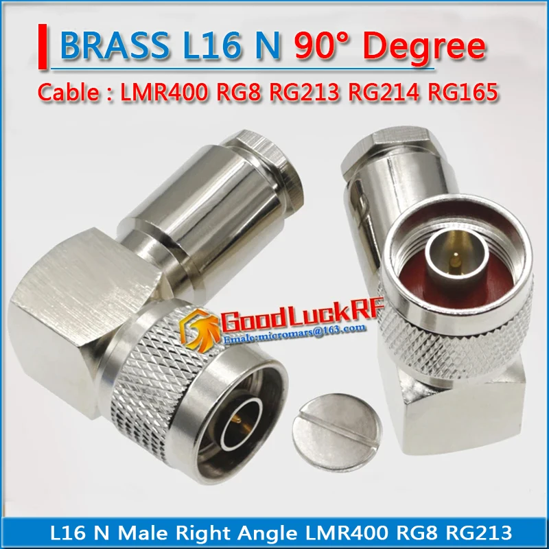 1X Pcs L16 N Male 90 Degree Right Angle Clamp For RG8 RG165 RG213 RG214 LMR400 7D-FB Cable RF Connector Solder Coaxial Adapters