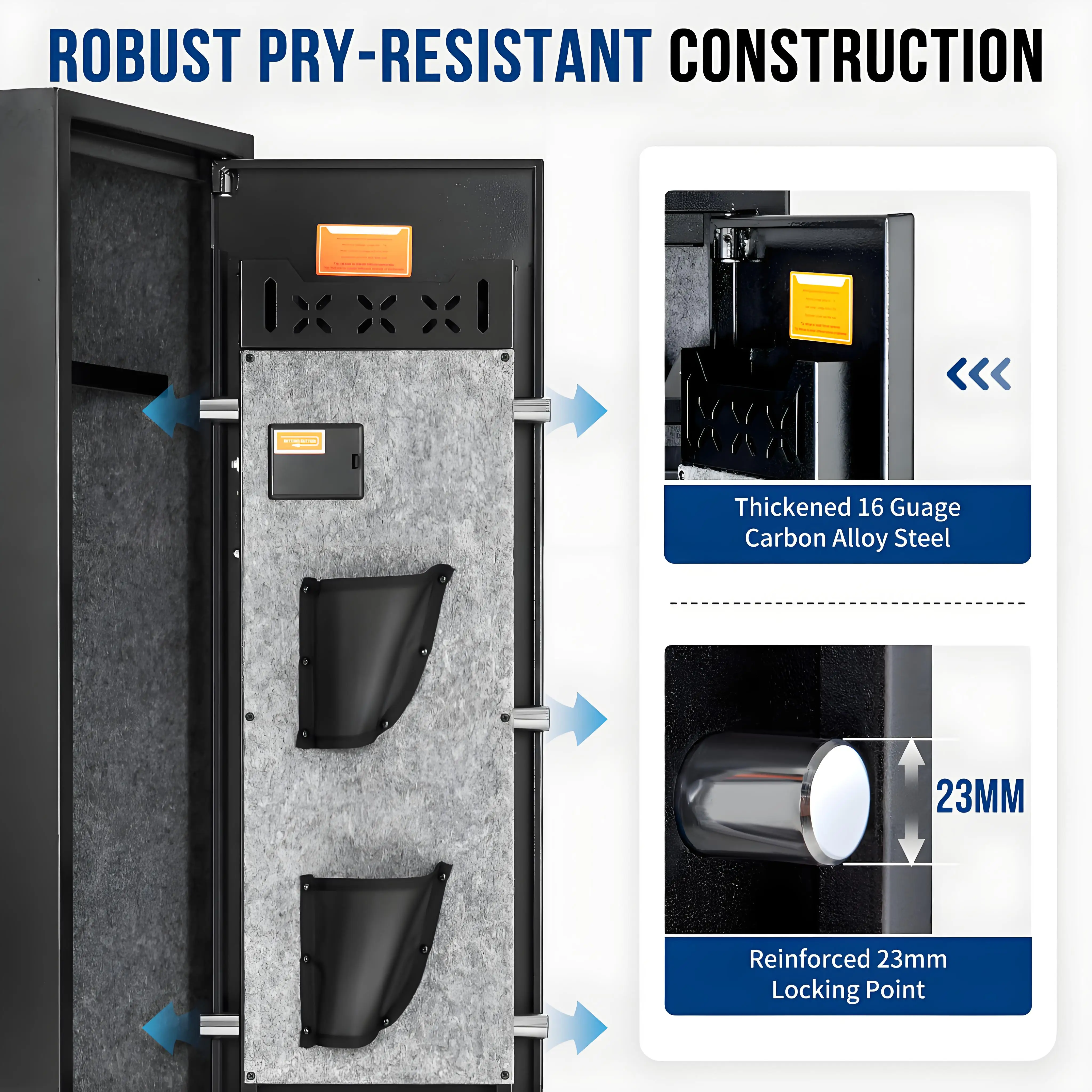 BlackSmith Biometric 6 Gun Safe for Home Office Rifles and Pistols Large Gun Cabinet Fingerprint Quick Access Rifle Safe