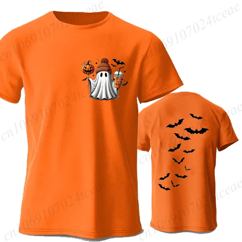 

Men's T-shirt Novelty Boo and Pumpkin Tees Bats Halloween Graphic Y2k Tops Casual Short Sleeve Clothing Spooky Season T-Shirts