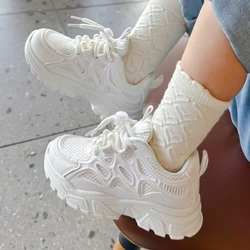 Kids Girls School White Casual Shoes Solid Color Mesh Sports Shoes for Toddlers Fashion Lightweight Children's Running Sneakers