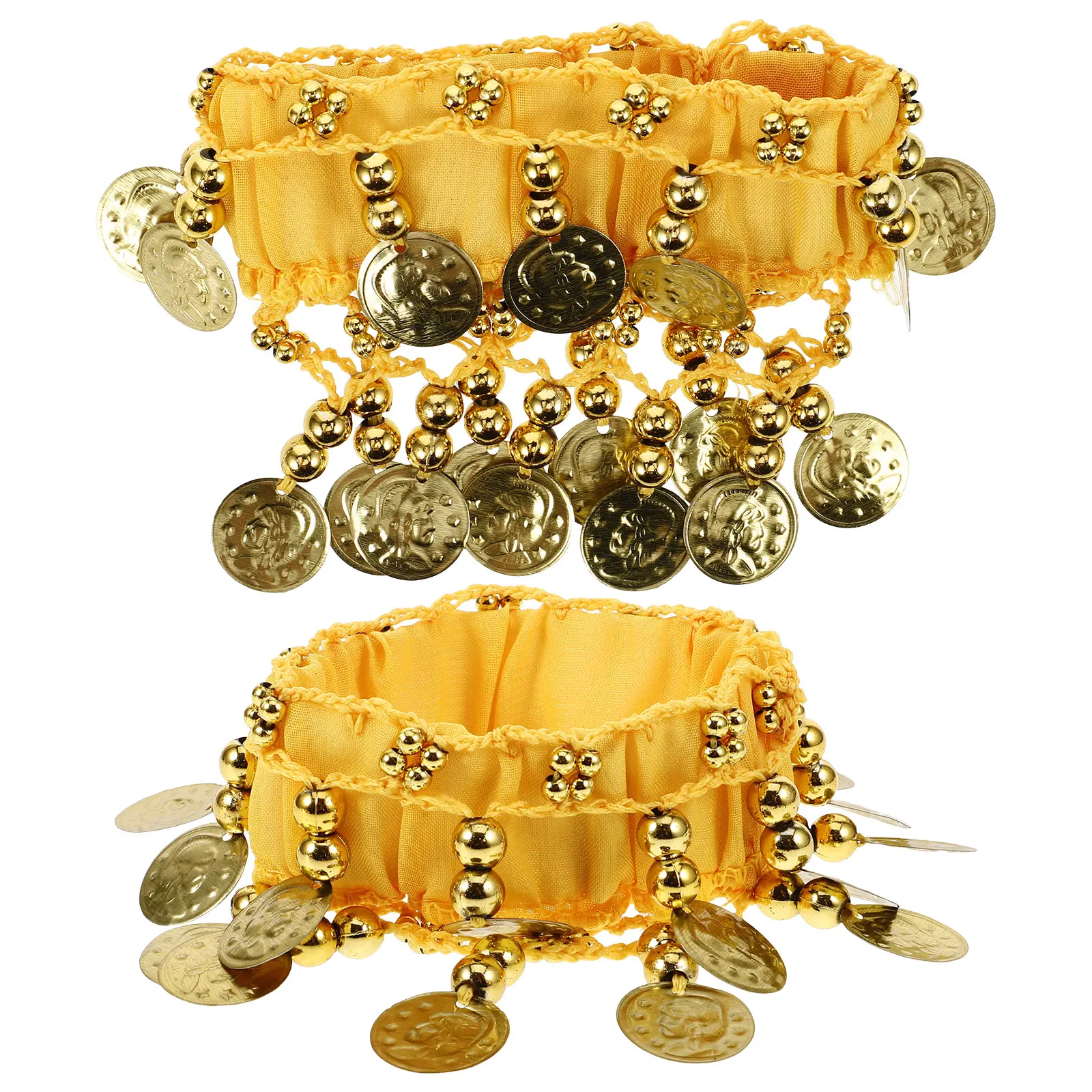 

1 Pair Yellow Coin Anklets Lightweight Jewelry Set with Delicate Texture for Yoga Fitness Accessories