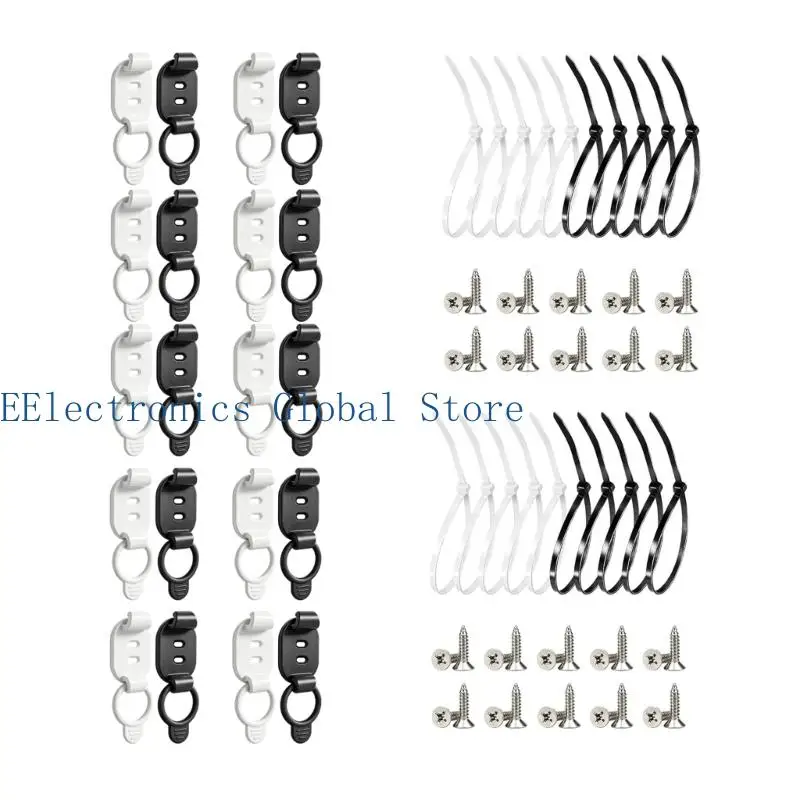 462B Desktop Cord Control Holders with Adhesive Backing, Reopenable Silicone Band and Indoor Routing for Home Workstations