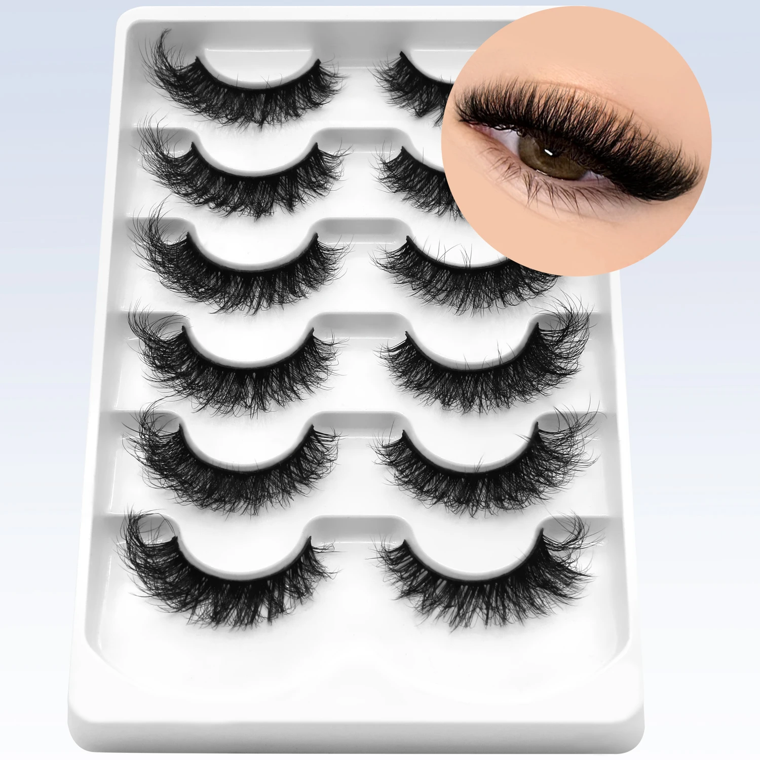 ​​GROINNEYA 푹신한 고양이 눈 속눈썹 5D 드라마틱 볼륨 인조 속눈썹 자연스러운 풍성함 & 부드러운 컬 디자인 익스텐션 메이크업