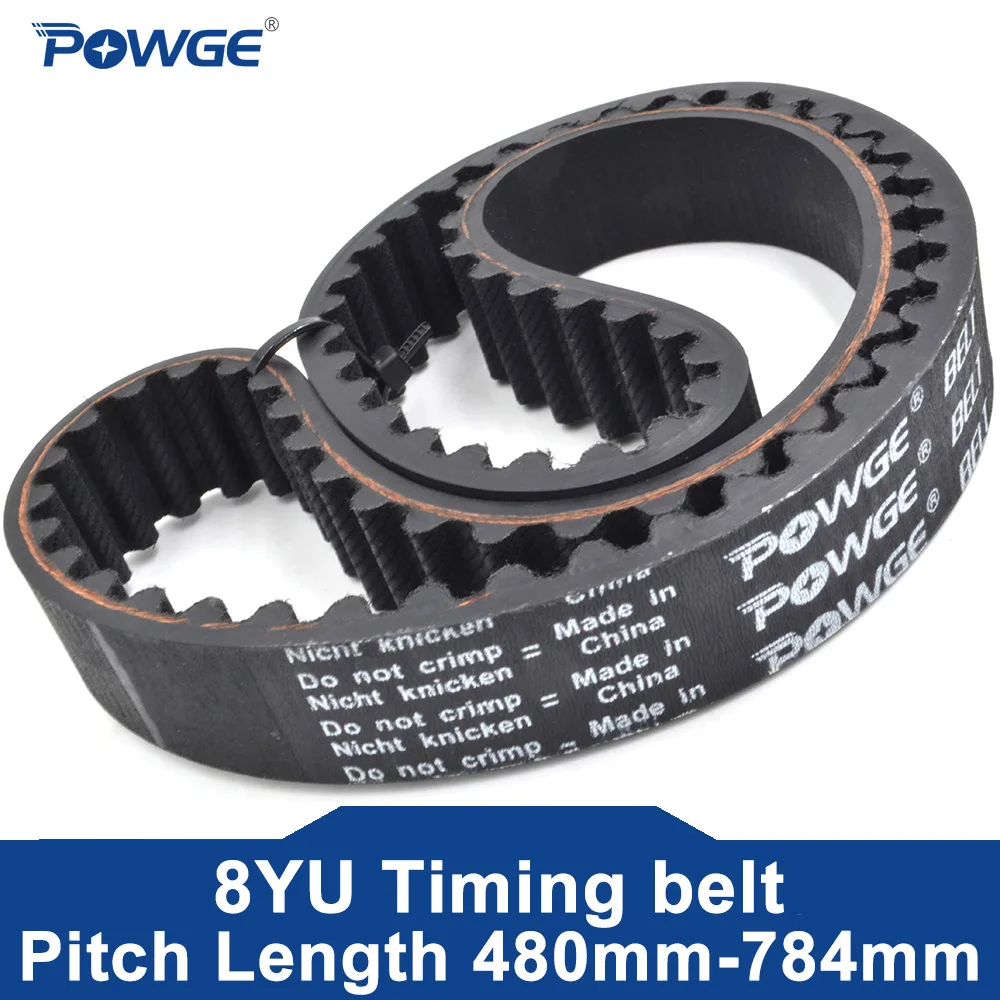 POWGE 2PCS 8YU Timing belt Lp= 480 520 560 600 608 616 632 640 656 664 680 704 720 728 736 744 760 768 776 784 Width 10mm-80mm