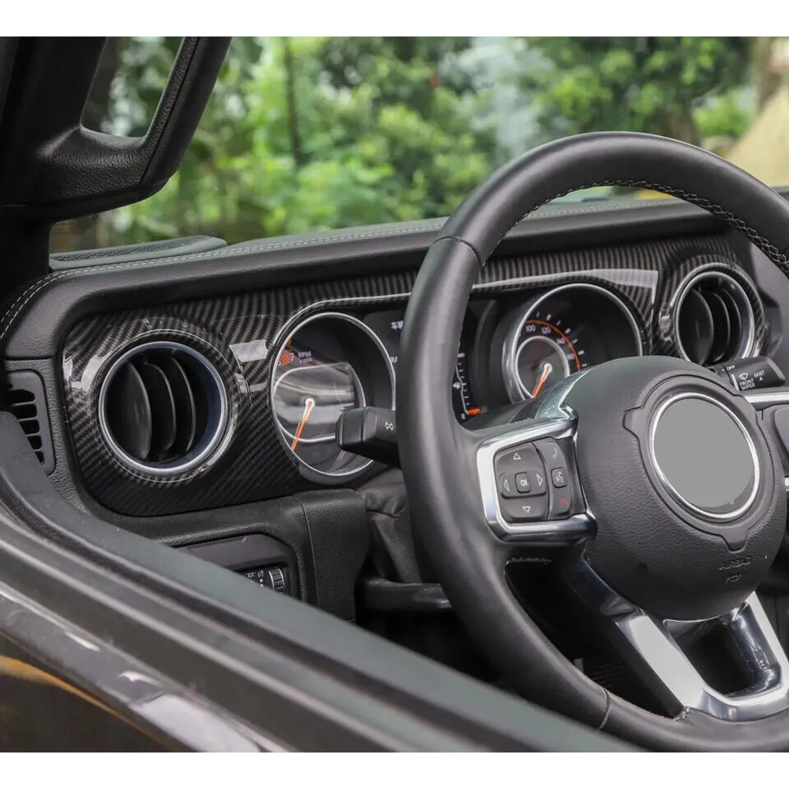 For Jeep Wrangler JL 2018-2023 Carbon Fiber Console Dashboard Panel Cover Trim2* image 3
