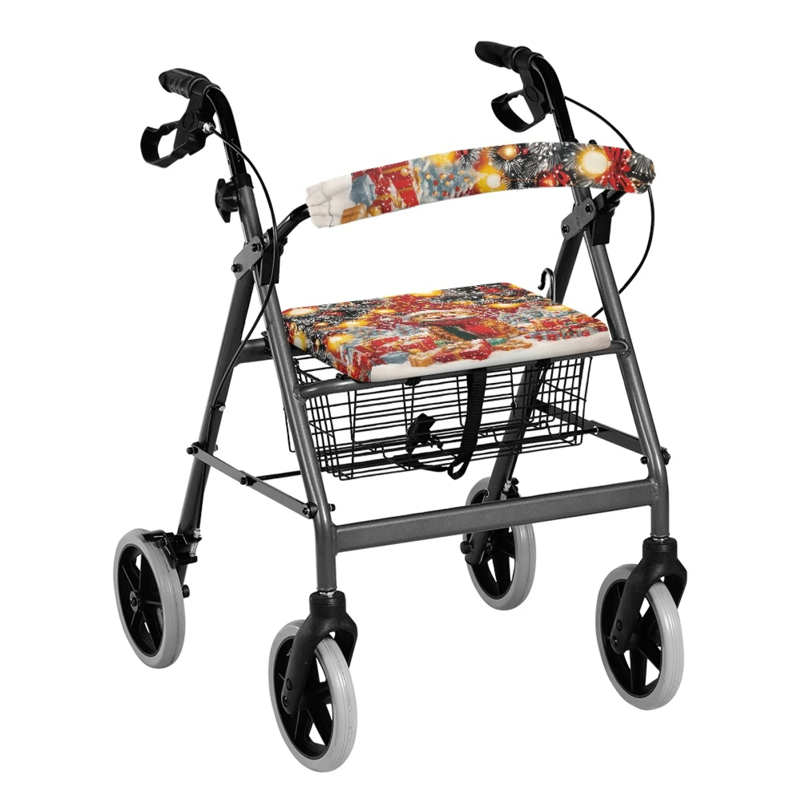 Coloranimal Merry Christmas 2 Pcs Seat & Backrest Cover Set Rollator Seat Cover Set for Parents Streets