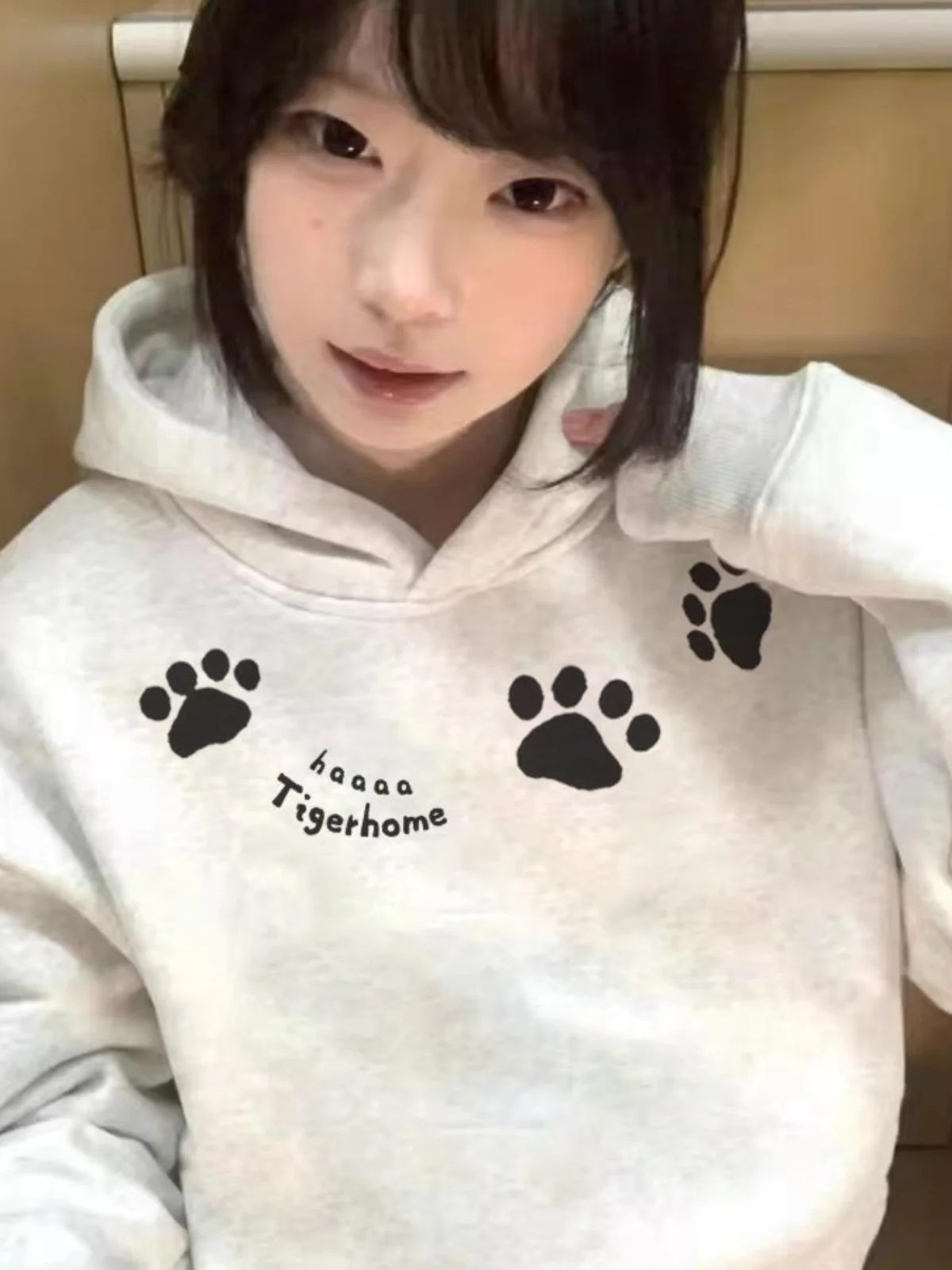 Oversize Hoodie Damen Thiened Fce Dog Paw Print Sweatshirt Herbst Winter New Sle Trendy Casual Oberbekleidung
