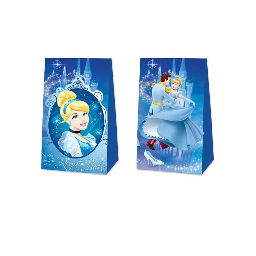 12Pcs Disney Cinderella Princess Candy Bag Decoration Baby Shower Cinderella Princess Paper Candy Box Girl Birthday Party Suppli