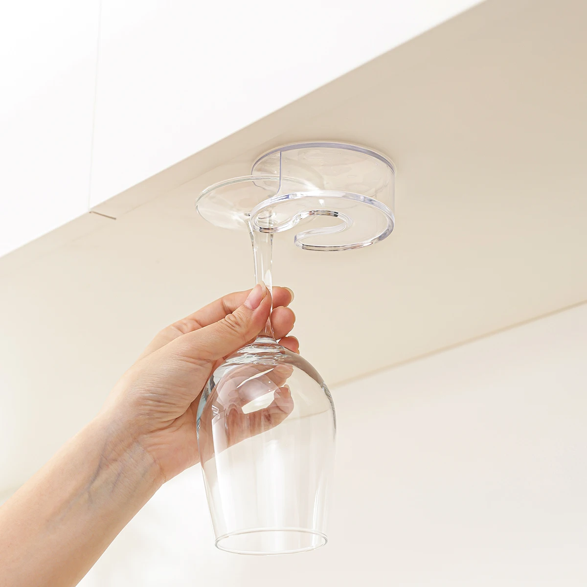 Stemware Holder, Single Pack, Under-Cabinet Wine Glass Rack (Transparent), No Drilling Required, Quick Installation.