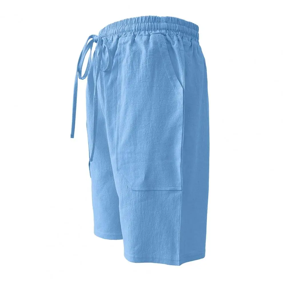 Pantalones cortos deportivos de ajuste suelto para hombre, pantalones cortos deportivos con cordón, bolsillos de cintura elástica para uso diario informal, actividades de verano, sólido