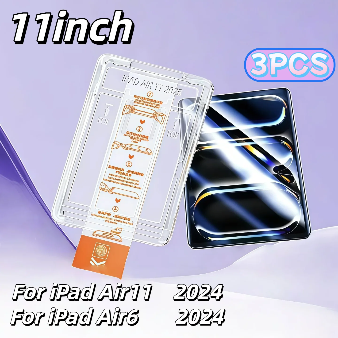 

3PCS For iPad Air 11inch Tempered Glass Film Screen Protector Air6 /11 2024 Auto Dust Removal Easy Install