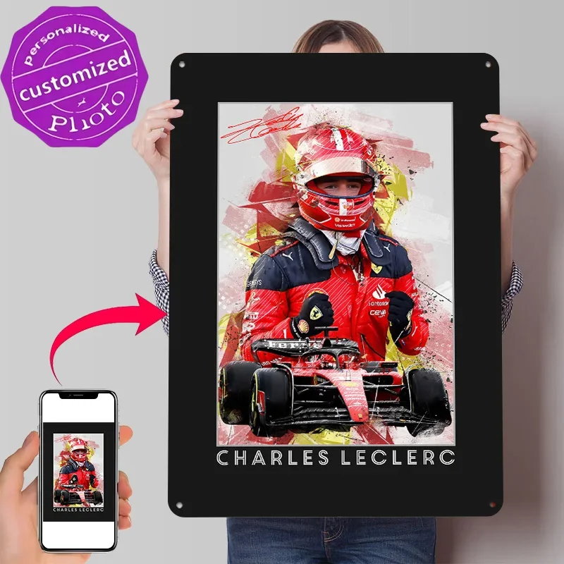 Charles Leclerc Personalized 3D Textured Metal Poster Wall Art Tinplate Sign for Interior Decoration Living Room Decor Luxury