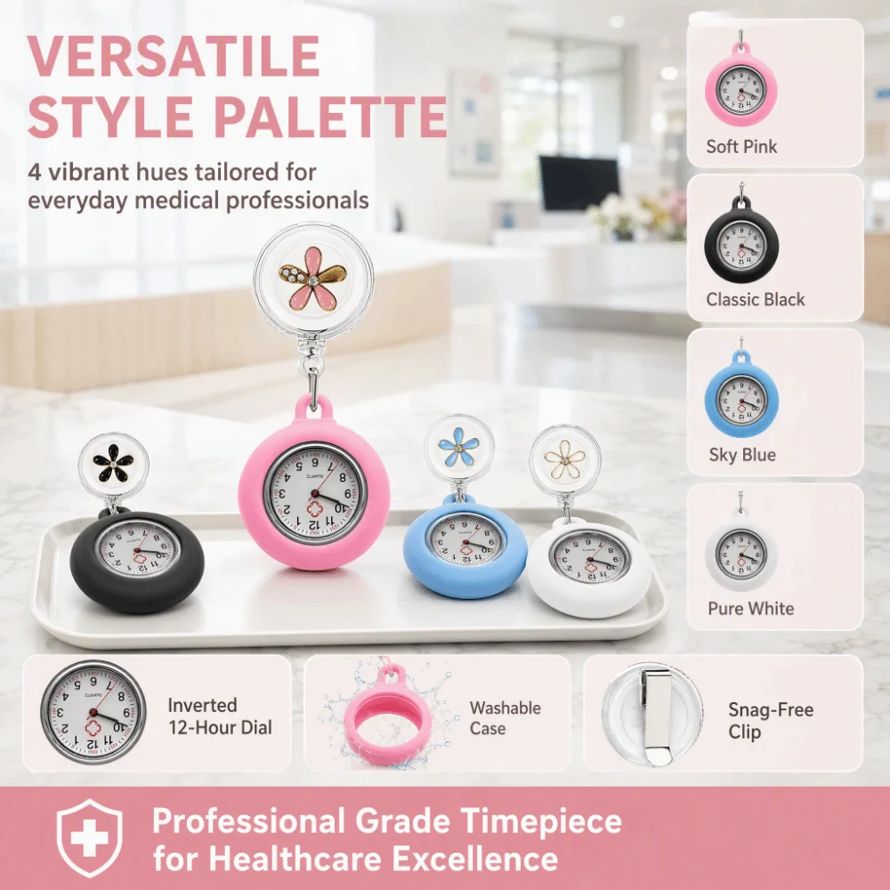 Retractable Badge Reel Retractable Nurse Watch Decorative Pendant Practical Retractable Pocket Watch Anti-Lost Fob Watch Nurses