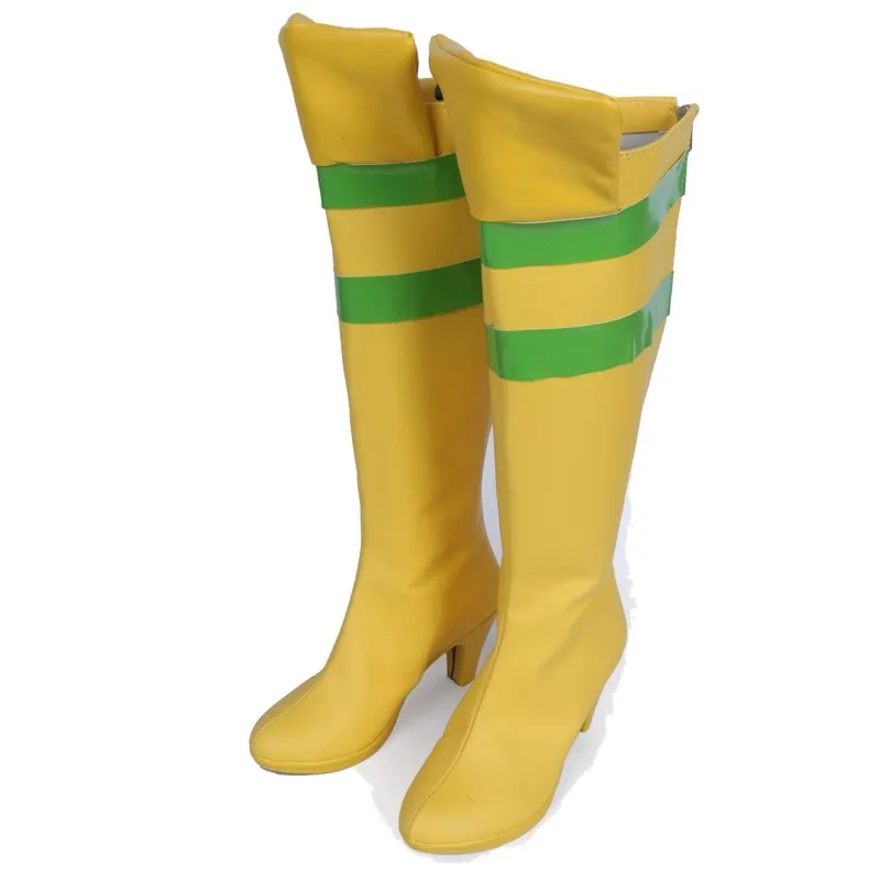 Anime X-MAN Anna Marie Rogue Cosplay Sapatos Botas de fantasia Botas amarelas feitas à mão
