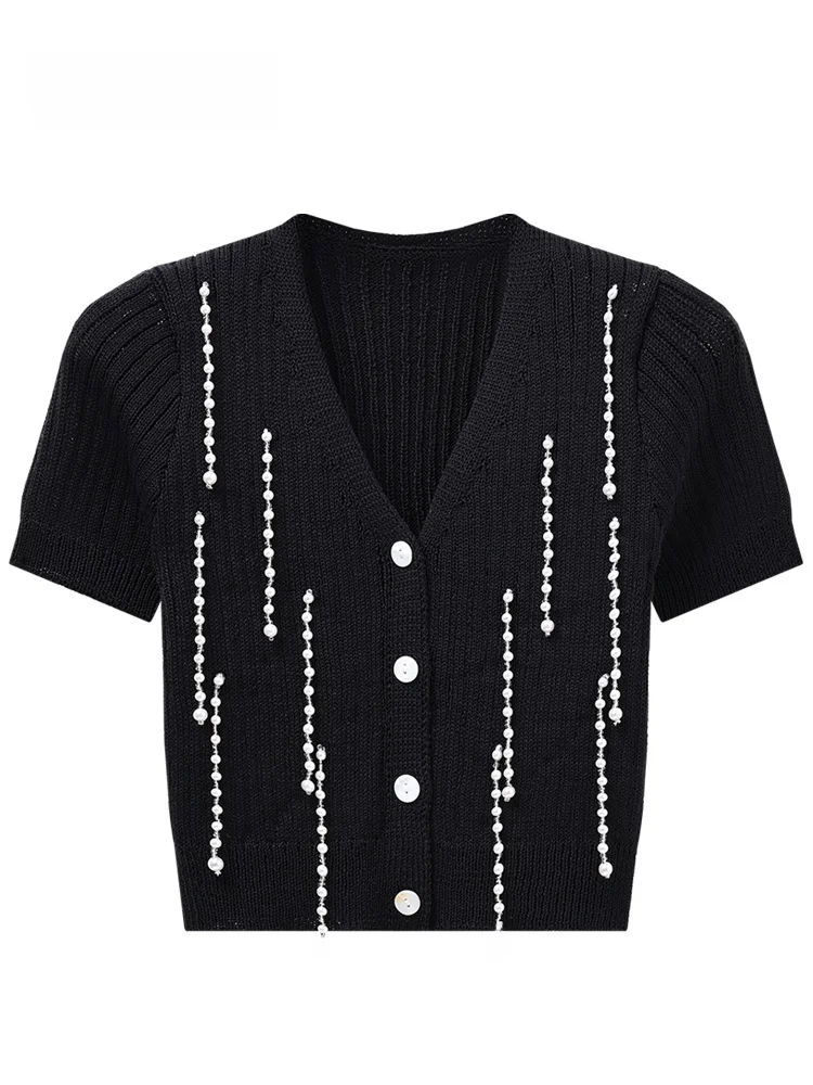 

JZZDEMM ort Sve Knitted Slim Fit Cardigan Women's Faionable Design Sensation Vintage Sle V-Ne Button up Top