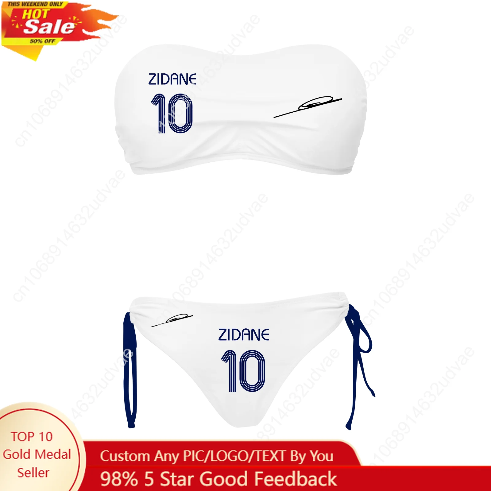 

Zidane No 10 купальник без бретелек женские купальные костюмы Франция футбольная звезда персонализированное пляжное сексуальное бикини на заказ пляжная одежда