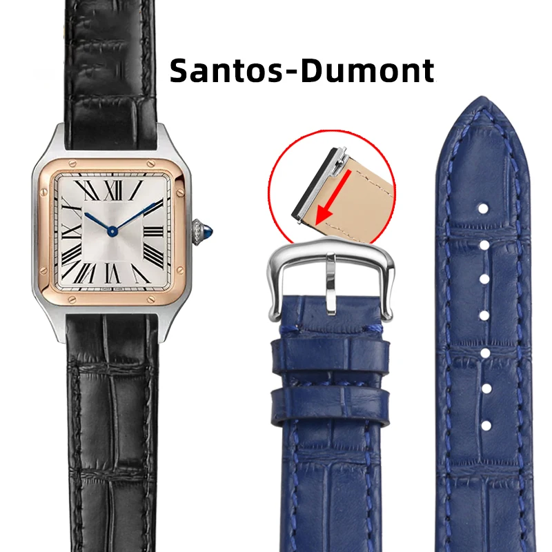 17.5mm 15.5mm Bracelet For Cartier Santos Dumont cowhide Watch Strap Women's Quick Release  Accessories Wristband watch strap