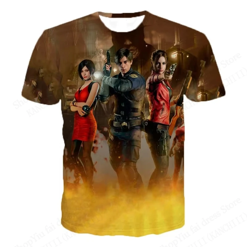 2025 موضة جديدة لعبة الشر المقيم ثلاثية الأبعاد تي شيرت مطبوع الرجال النساء تي شيرت قصيرة الأكمام رداء علوي غير رسمي تيز الصيف الجرافيك التي شيرت الصبي