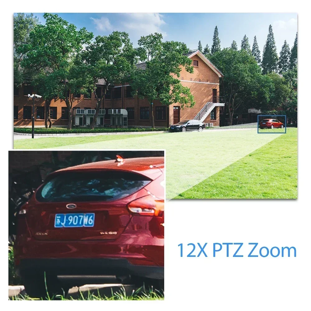 12X Zoom 4K 8MP Optical POE PTZ Camera Outdoor IP Surveillance Camera 100m IR Night Vision AI Street Security CCTV RTSP AC18 Pro