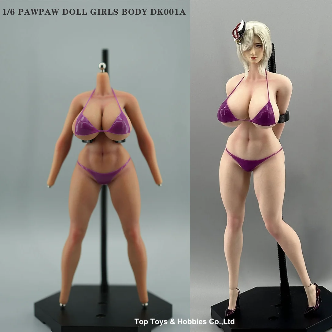 

PawPawDoll DK001A 1/6 Plump Seamless Girl Body Oversize Breast Makeup Platinum Silicone 12'' Female Soldier Action Figure Dolls