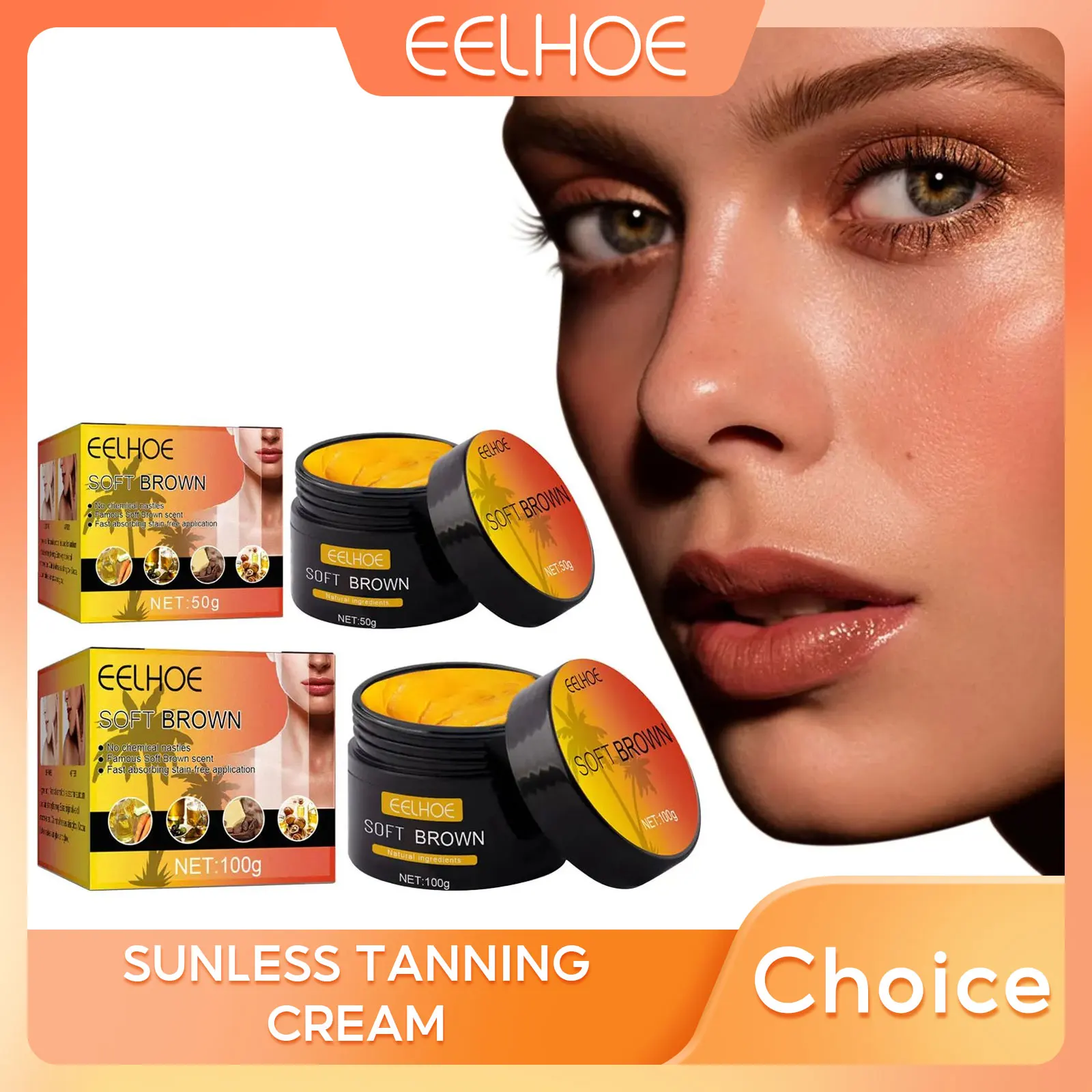 EELHOE Tanning Cream Face Body Long Lasting Bronzer Skin Tanner Suntan Protect Radiation Nourishing Natural Self-Tanning Lotion