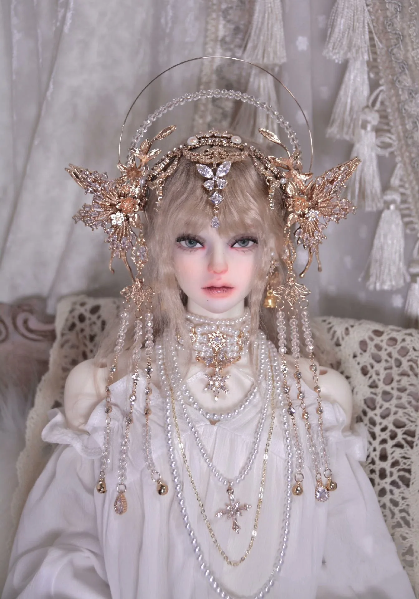 Heavy engineering technology doll head accessories 1/3 BJD doll crown necklace earring free shipping