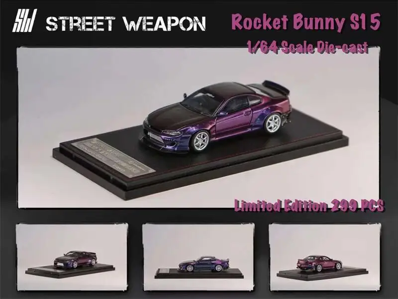 Arma stradale 1:64 Slivia S15 RocketBunny/blu/chameleon Limited299 modello di auto