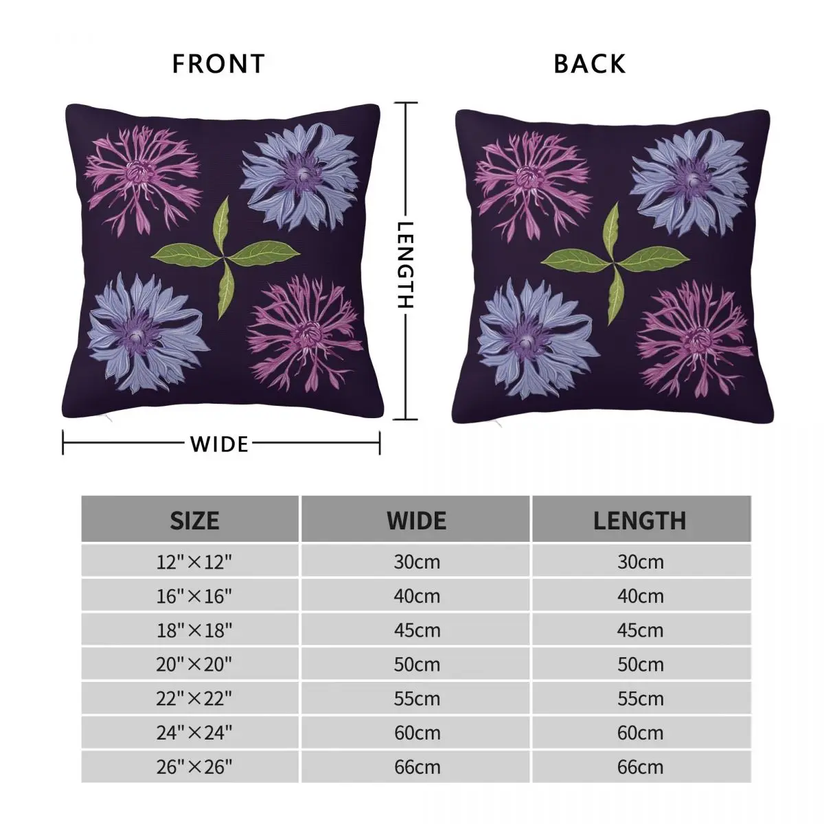 Cornflower Knapweed Wildflower Square Pillowcase Polyester Linen Velvet Creative Decorative Pillow Case Room Cushion Cover 18